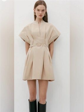 ZARA Pleated Belted Mini Dress